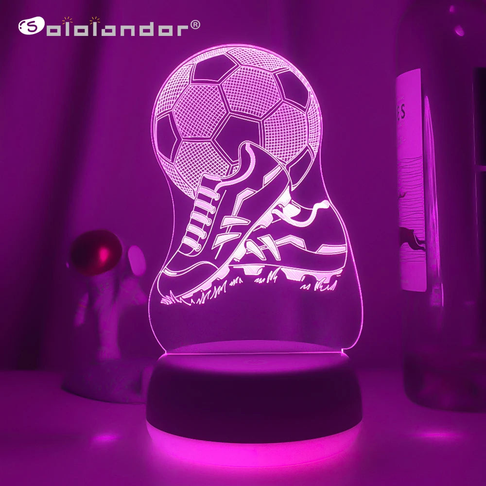 3d Illusion Kids Night Light Football 7 Colors Changing Nightlight for Child Bedroom Atmosphere Soccer Room Desk Lamp Gifts