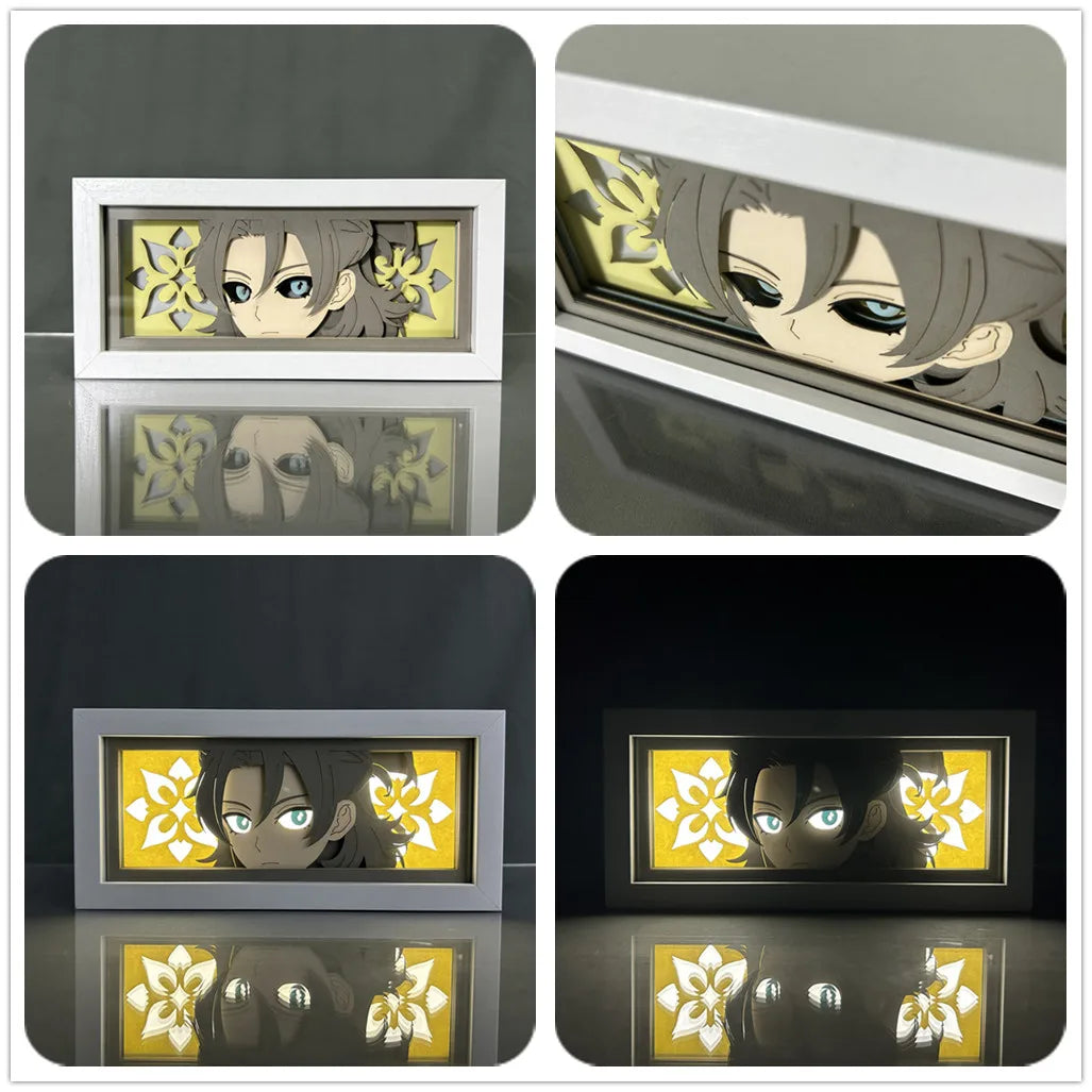 Led Light Box Genshin Impact: Albedo Desk Lightbox Paper Cut Shadow Box