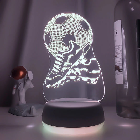 3d Illusion Kids Night Light Football 7 Colors Changing Nightlight for Child Bedroom Atmosphere Soccer Room Desk Lamp Gifts