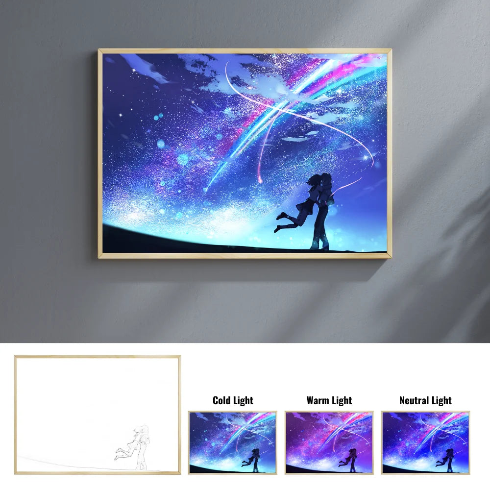 Your name anime INS romantic starry sky led night light painting,USB plug rechargeable desk mood lamp,Special gifts for couples